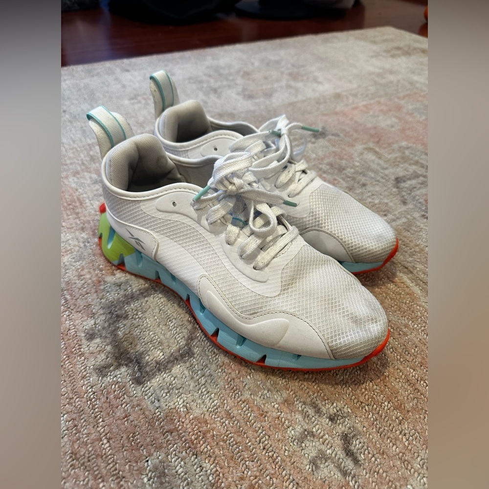 Reebok White and Blue Sneakers